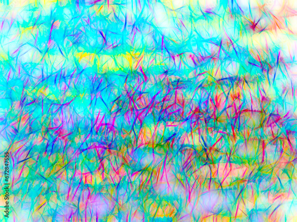 Impressionistic multicolored abstract of a natural outdoor scene - wildflowers, maybe, or a rising flock of birds. For background or element. Digital painting effects.