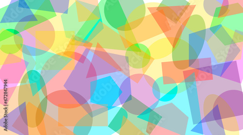 Abstract background of translucent multi-colored shapes.