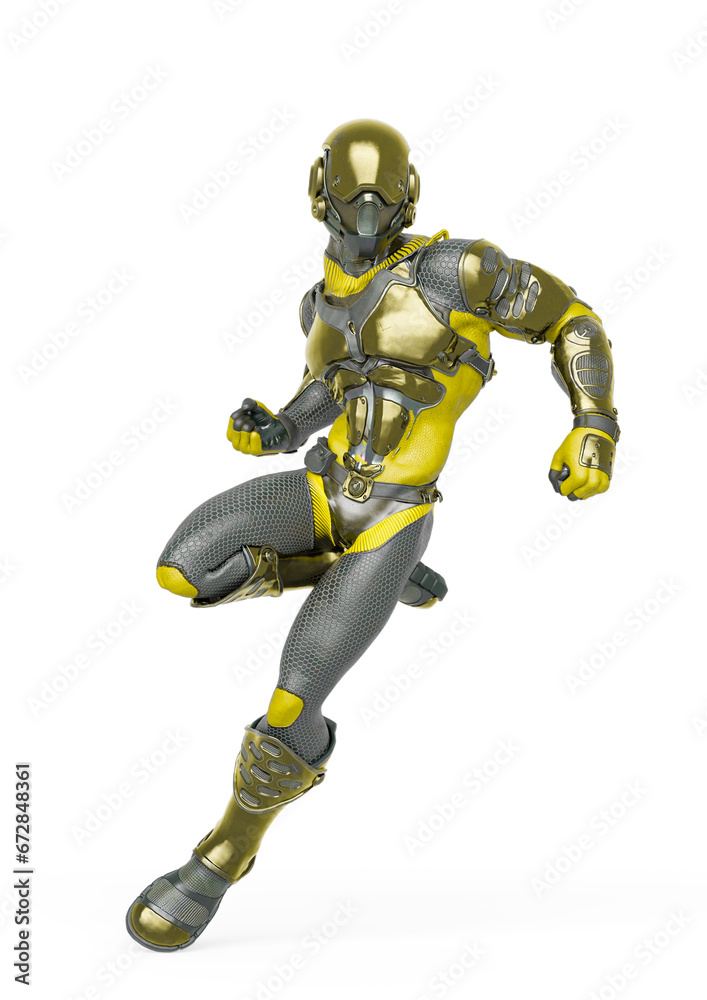 futuristic astronaut is ready to fight on white background futuristic astronaut is ready to fight on white background