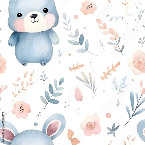 Rabbit Watercolor Pattern