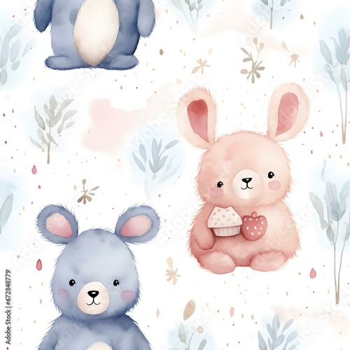 Rabbit Watercolor Pattern