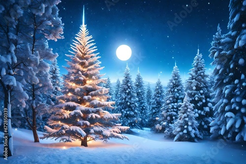 christmas tree in snow © zooriii arts