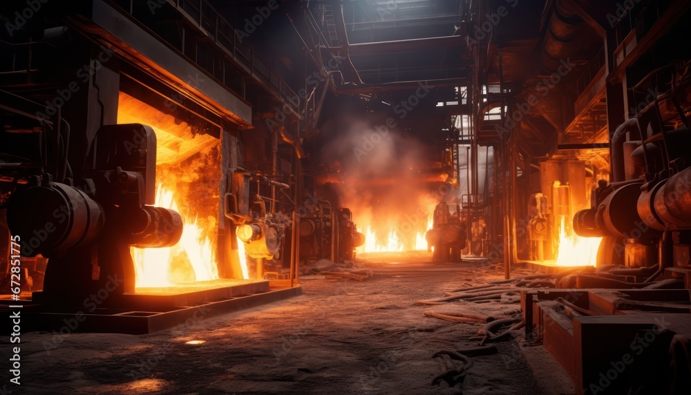 Photo of a Fiery Steelworks Filled With Industrial Sparks and Molten Metal Photo of a Fiery Steelworks Filled With Industrial Sparks and Molten Metal