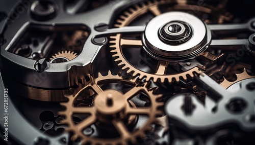 Wallpaper Mural Photo of a Detailed Close-Up of a Watch Face Revealing Intricate Gears Torontodigital.ca