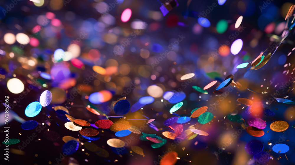 A vivid, attention-grabbing close-up of a scintillating confetti blast, ideal for observing special moments or imparting a jolly aspect to your projects.