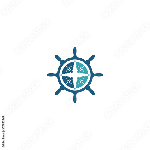 Ship steering wheel icon isolated on white background. Ship wheel logo