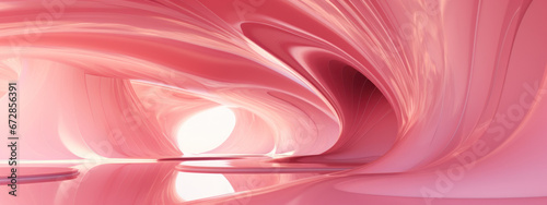 3D visualization of flowing pink shapes, creating a sense of depth and movement.