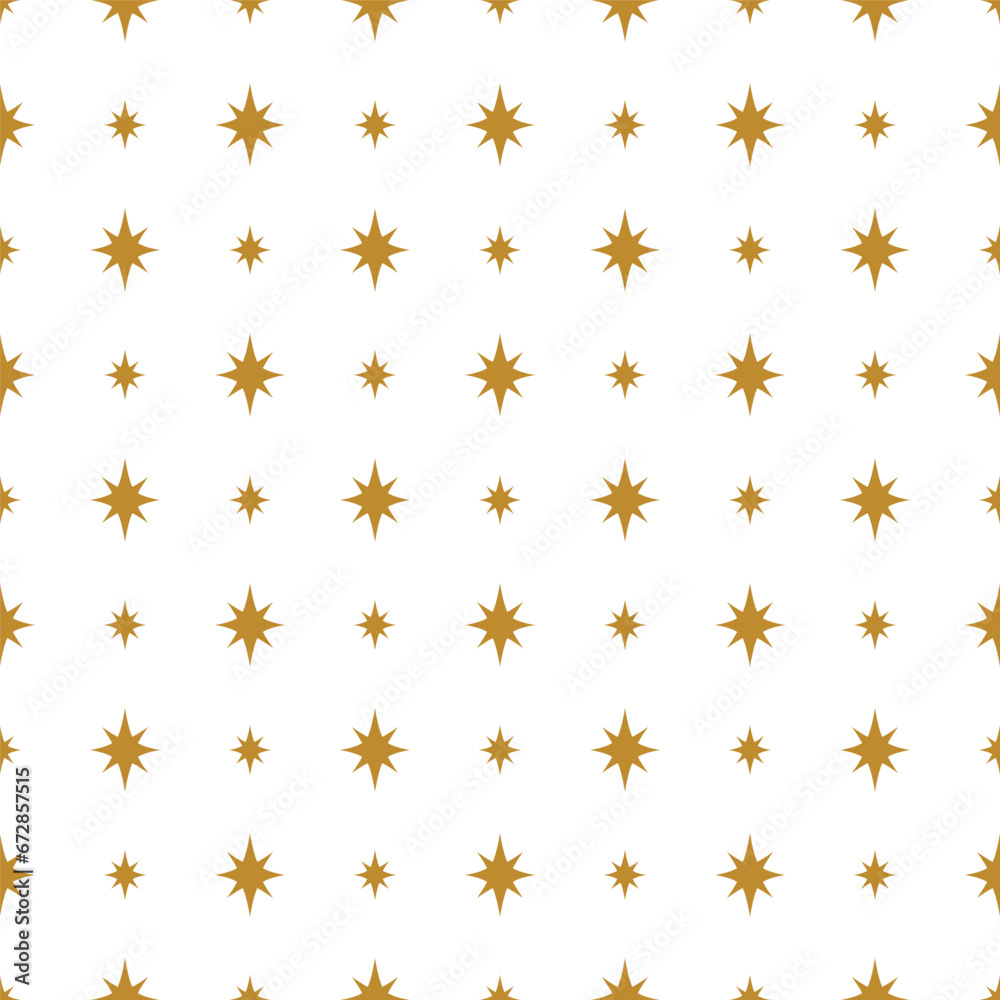 Golden stars seamless pattern for holiday background. Mid Century starry surface design. Vector gold Christmas or birthday celebration wallpaper, print, wrapping, repeat background, textile, packaging Golden stars seamless pattern for holiday background. Mid Century starry surface design. Vector gold Christmas or birthday celebration wallpaper, print, wrapping, repeat background, textile, packaging