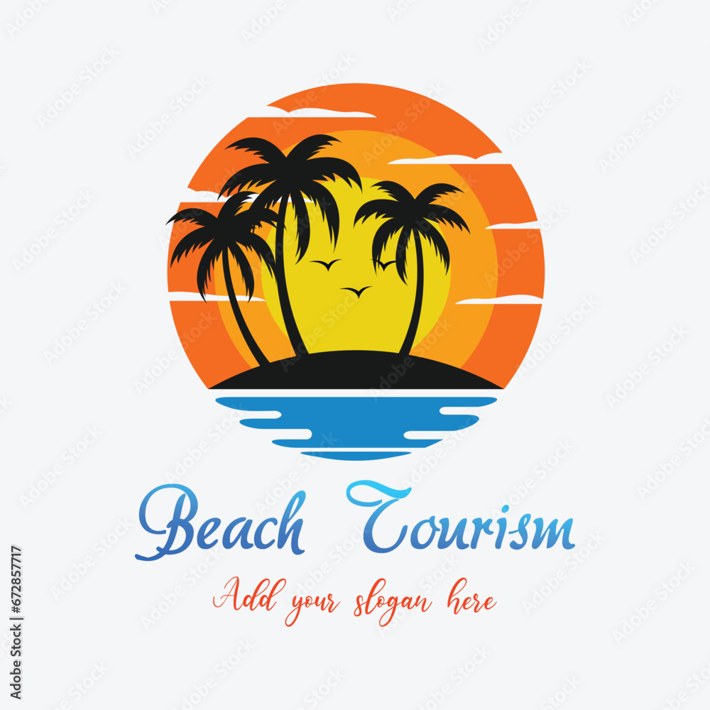 beach tourism logo design vector
