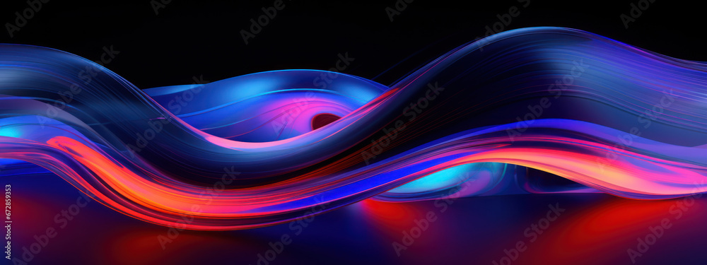Abstract 3D depiction of luminous neon waves. Abstract 3D depiction of luminous neon waves.