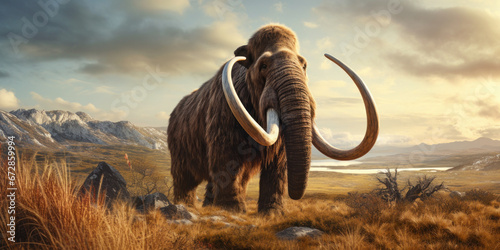 Majestic mammoth in natural habitat. photo