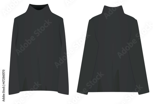 Black  roll neck sweater. vector illustration