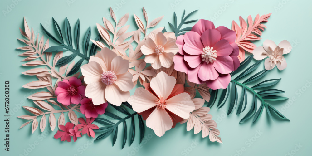 Obraz premium Colorful paper tropical blooms.