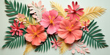 Colorful paper tropical blooms.