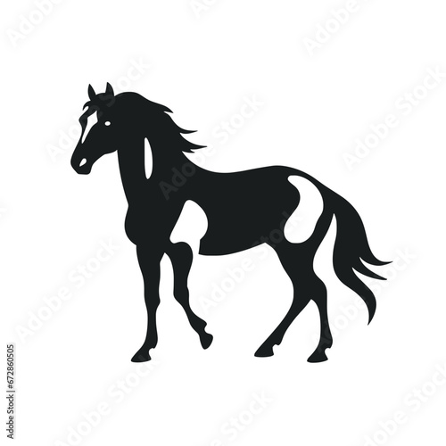 Schwarzwei  e Silhouette eines t  nzelnden Pferdes in Profil  Generative AI