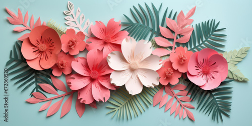 Colorful paper tropical blooms.