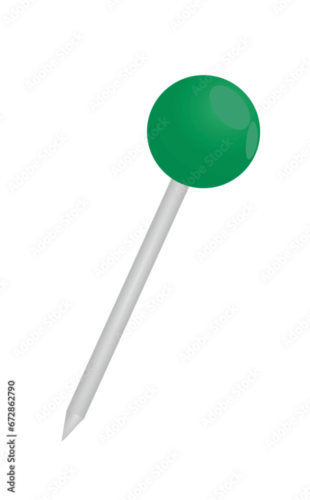 Green  push  pin. vector illustration