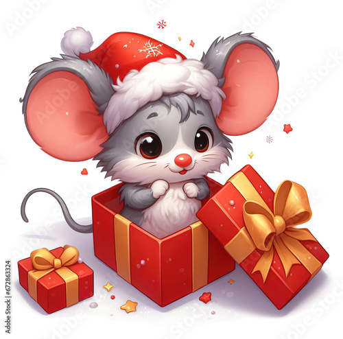 Cute little mouse opening a...
