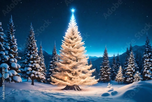 christmas tree with snow © zooriii arts