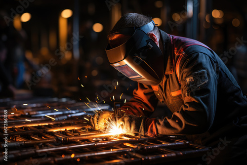 Welder working in the factory