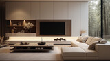 Minimalist Style Interior Design for a Modern Living Room, sleek and contemporary