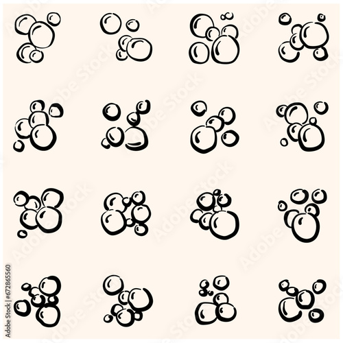 Bubbly doodle line art. Soap foam bubbles doodle line art. doodle of sphere bubble air