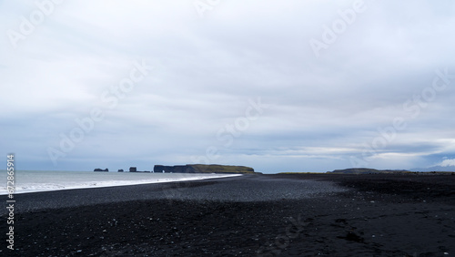famous black beach near vik, iceland