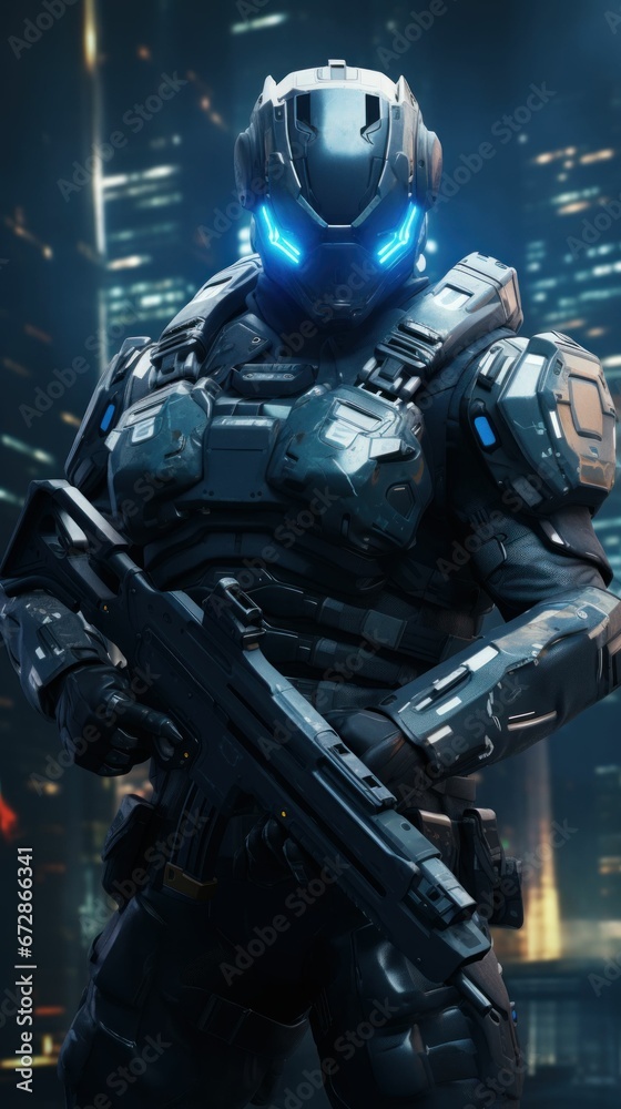 Futuristic Cyber Robot in War with Advanced Weapon Futuristic Cyber Robot in War with Advanced Weapon