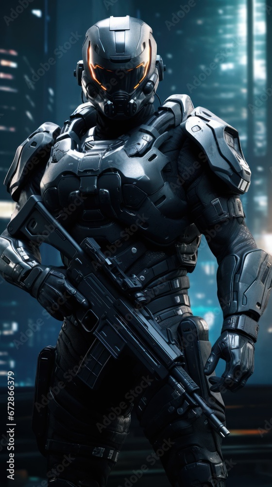 Futuristic Cyber Robot in War with Advanced Weapon Futuristic Cyber Robot in War with Advanced Weapon