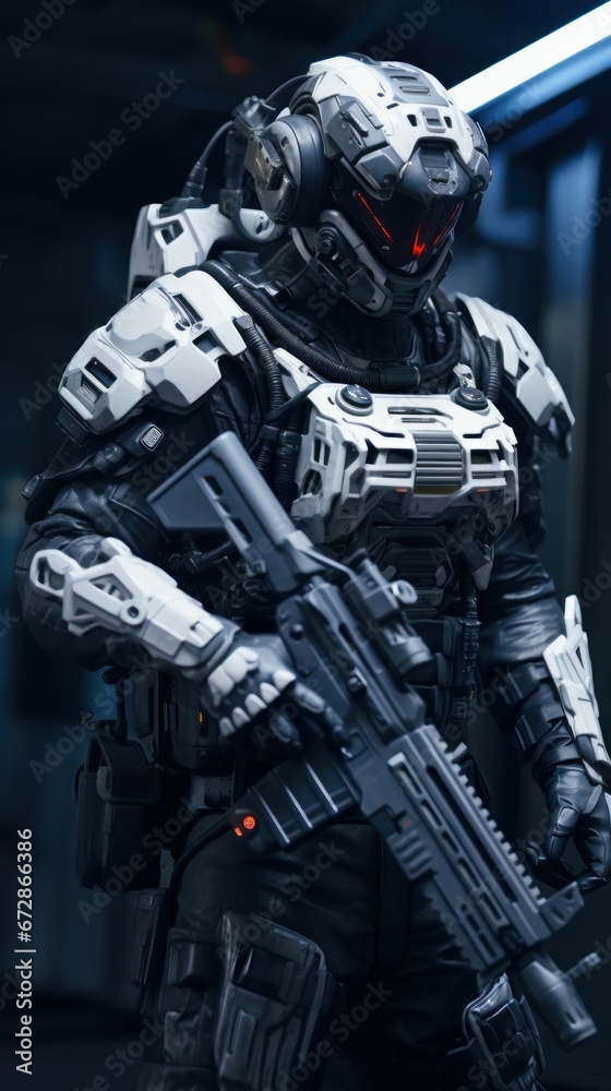 Futuristic Cyber Robot in War with Advanced Weapon Futuristic Cyber Robot in War with Advanced Weapon