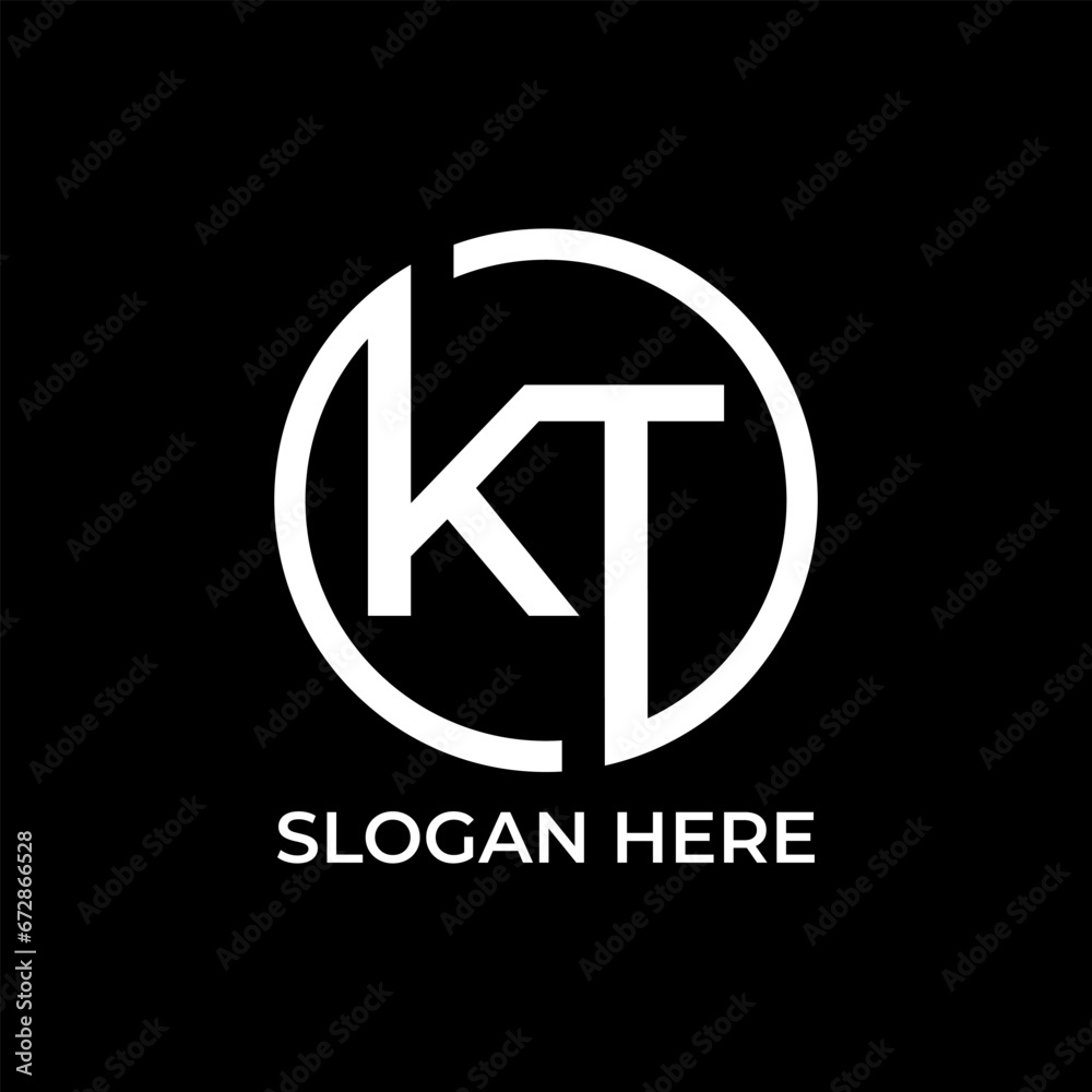 KT circle initial letter logo design vector KT circle initial letter logo design vector