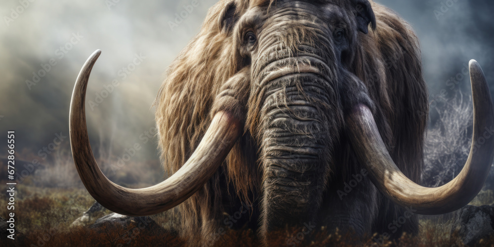Obraz premium Detailed prehistoric mammoth.