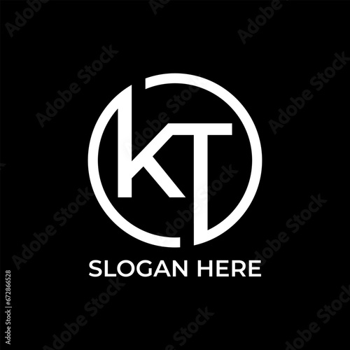 KT circle initial letter logo design vector