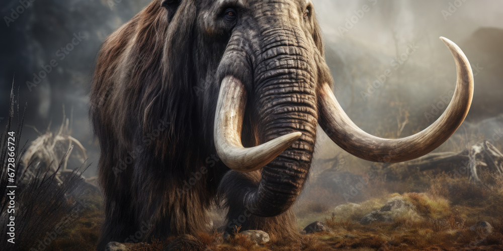 Obraz premium Detailed prehistoric mammoth.