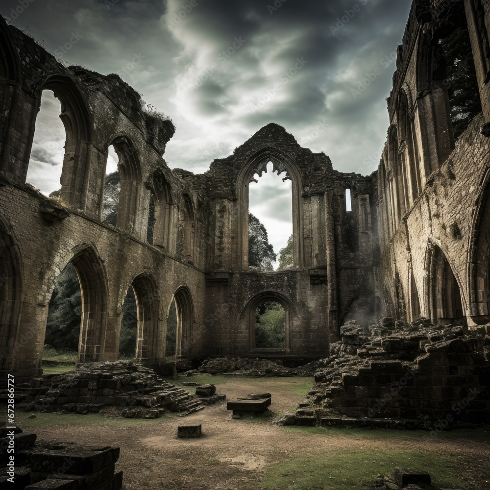 Haunted ruins of an ancient abbey haunted ruins