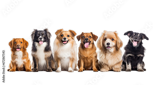 Dogs isolated on transparent or white background generative ai