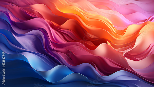 Colorful abstract gradient glowing wavy fabric stripes