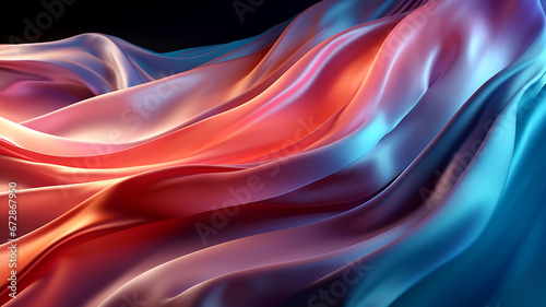 Colorful abstract gradient glowing wavy fabric stripes