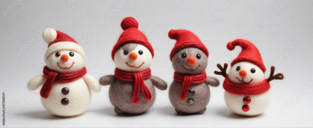 Christmas New Year toys felted on a white background. at the Christmas tree Christmas New Year toys felted on a white background. at the Christmas tree