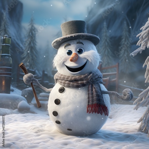 Frosty the Snowman with a corncob pipe and a button nose photo