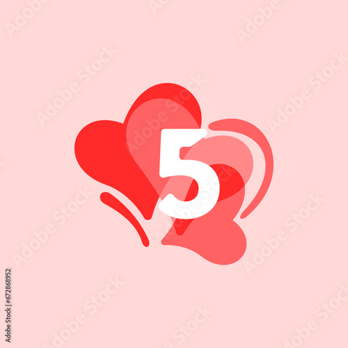 Number 5 logo or symbol template design