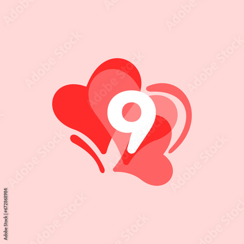 Number 9 logo or symbol template design
