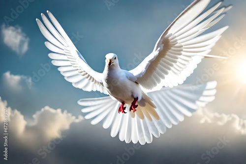 white dove flying in the sky © zooriii arts