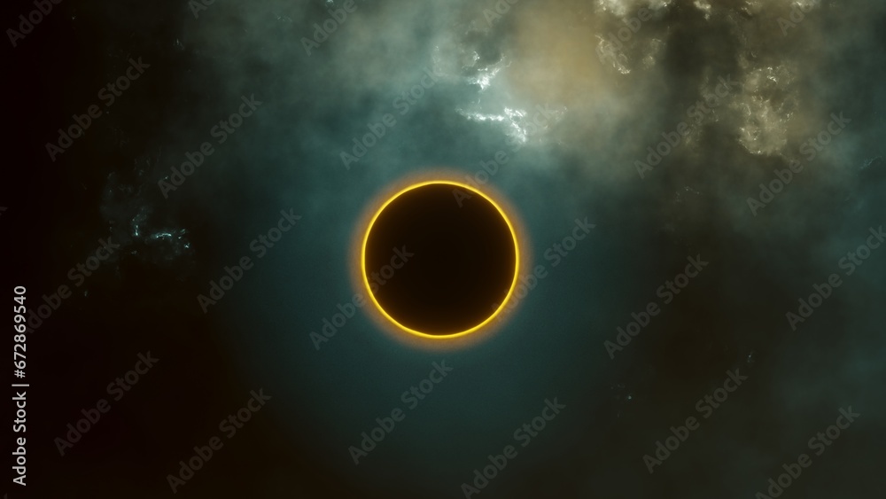 Fototapeta premium dark abstract background with a solar eclipse.