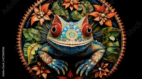 A mandala resembling the patterns of a chameleon's skin, an embodiment of adaptability and camouflage.