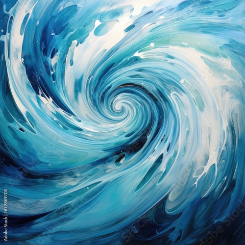Swirling cerulean vortex with shimmering silver accents
