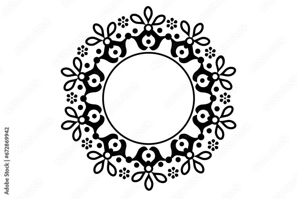 Floral round frame design concept of petals leaves and dots isolated on white background - vector illustration Floral round frame design concept of petals leaves and dots isolated on white background - vector illustration