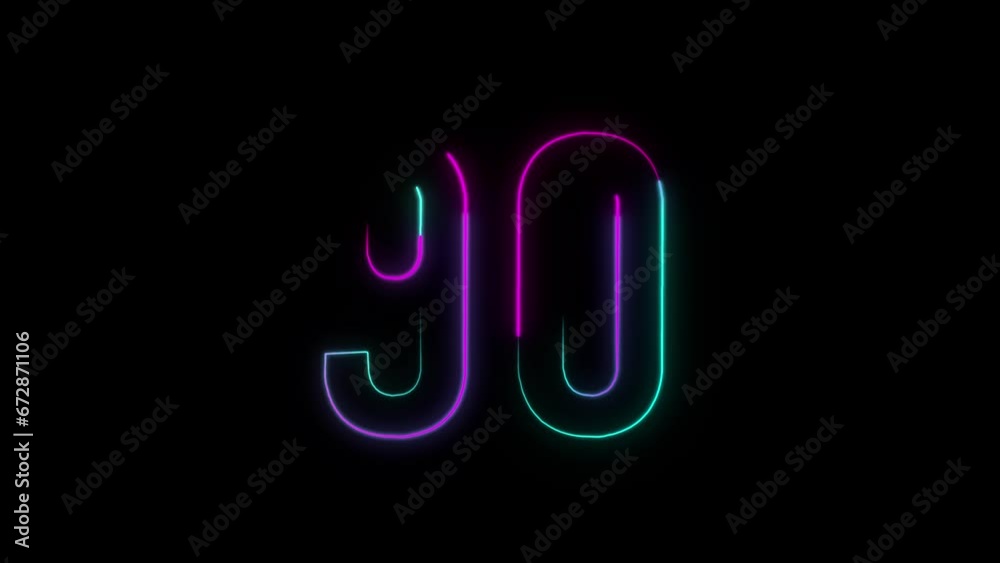 Neon number 90 with alpha channel, neon numbers Neon number 90 with alpha channel, neon numbers