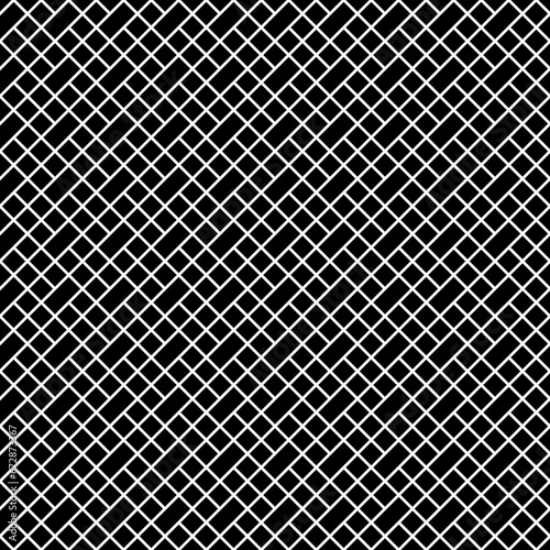 Geometric pattern. Rectangles, rhombuses image. Seamless surface design with slanted blocks tiling. Grid image. Repeated strokes, diamonds ornament background. Mosaic motif. Grill wallpaper.