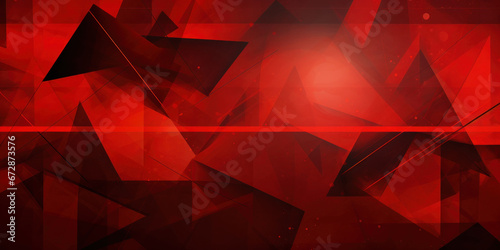 Intense red backdrop with geometric patterns and layers.